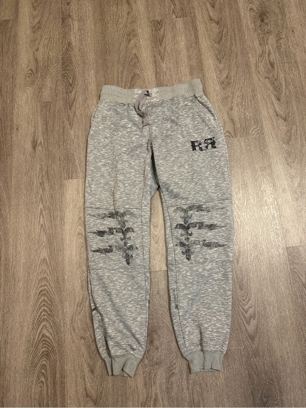 Rock Revival Jogger Sweatpants Men's Size M Grey Fleur De Lis Graphic Pants